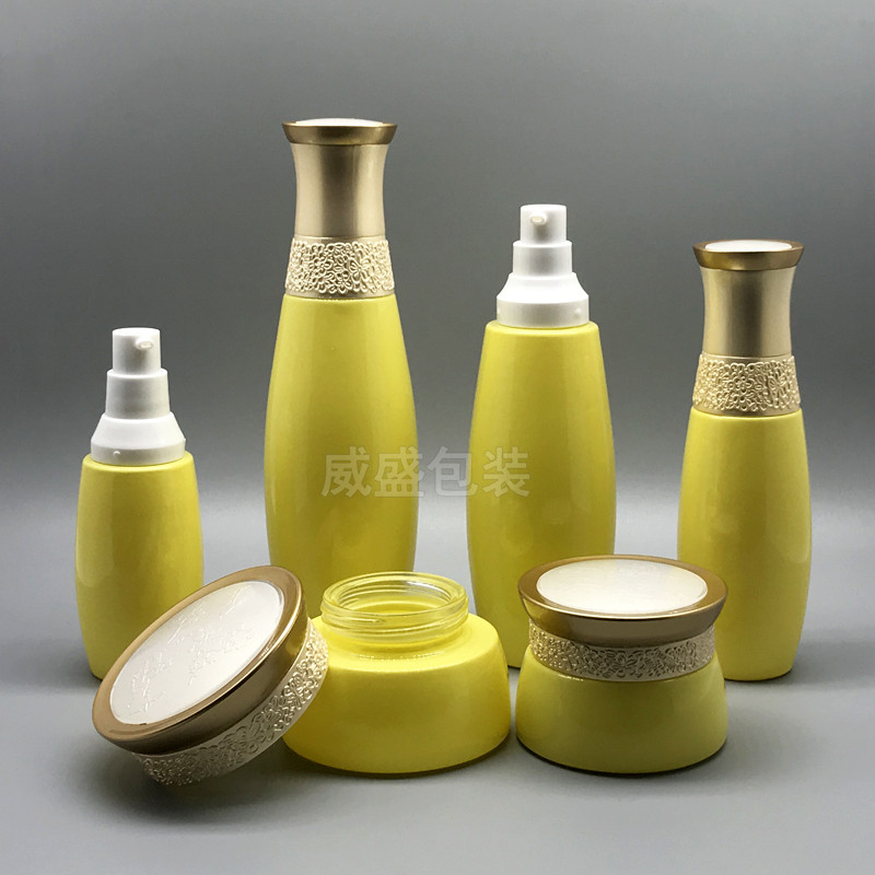 黃色玻璃瓶 黃色可愛玻璃瓶 新穎化妝品玻璃瓶定(圖2)